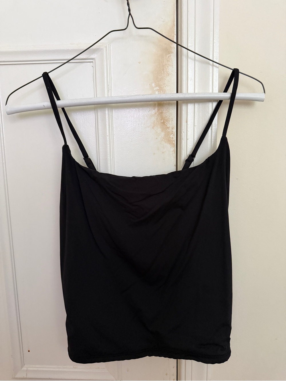 Women's Black Cami Crop Tank Top with Adjustable Straps
